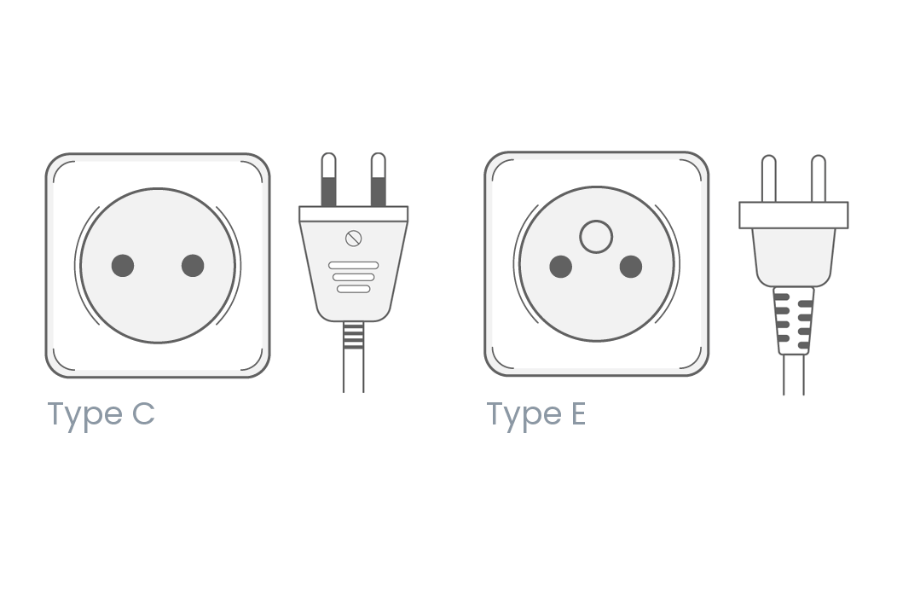 Type C and Type E plugs